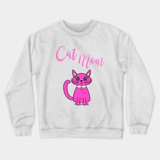 Pink Cat Mom Crewneck Sweatshirt